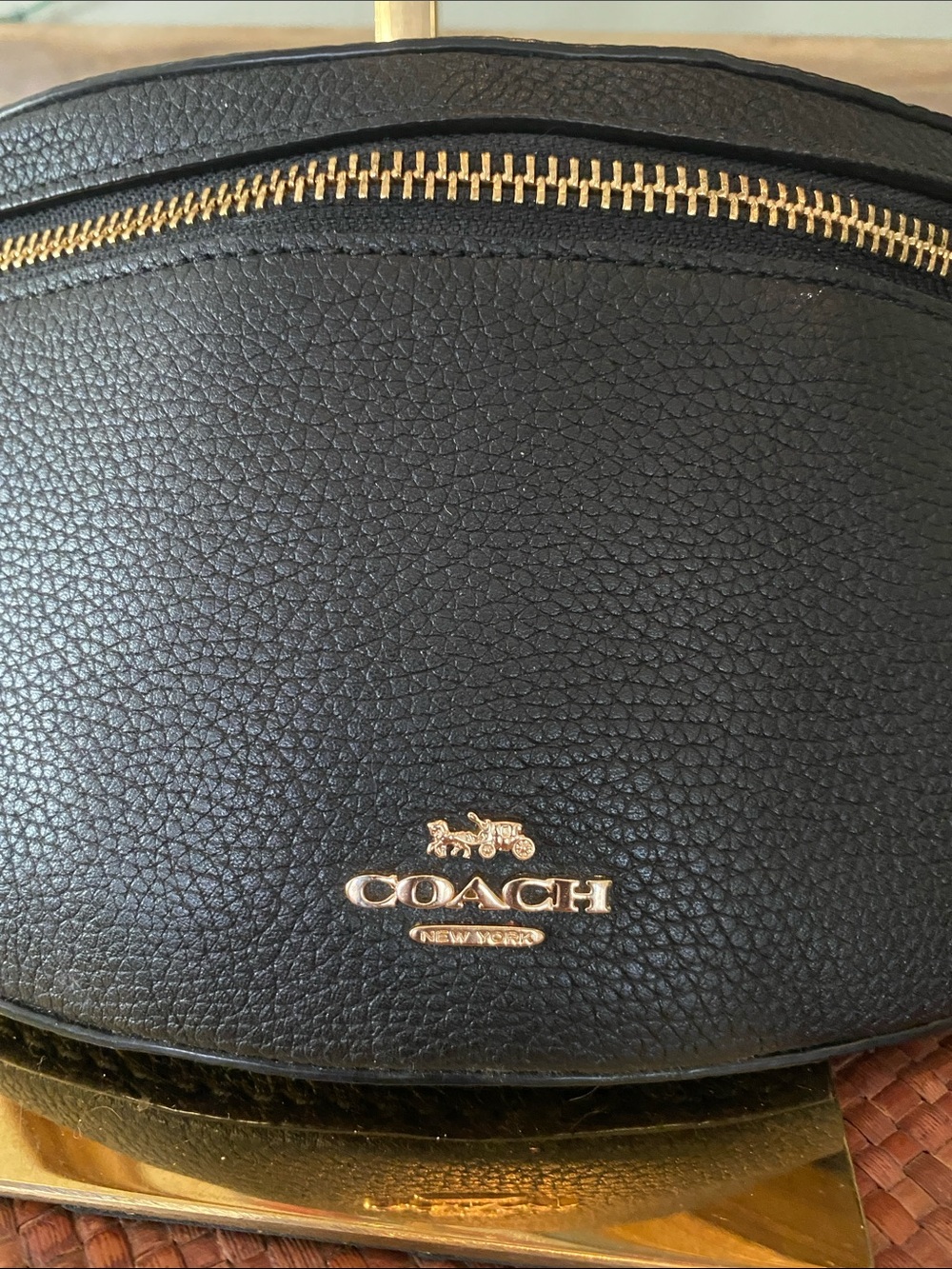Coach Black Pebbled Leather Bethany Belt Sling Bag with Gold Hardware - Picture 2 of 10